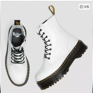 Dr. Martens White Leather 8-Eye Platform Boots